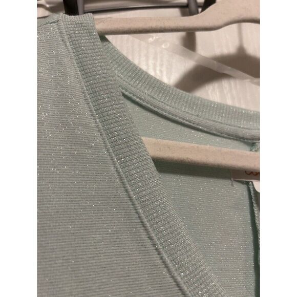 Colsie Glitter Romper Short Pajama Long Sleeve Mint Green Women’s L Metallic EUC - Picture 14 of 16